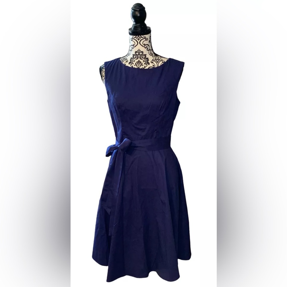 Hanpceirs- Navy blue women's Sleeveless Swing 1950s Cocktail‎ Dress Size Large